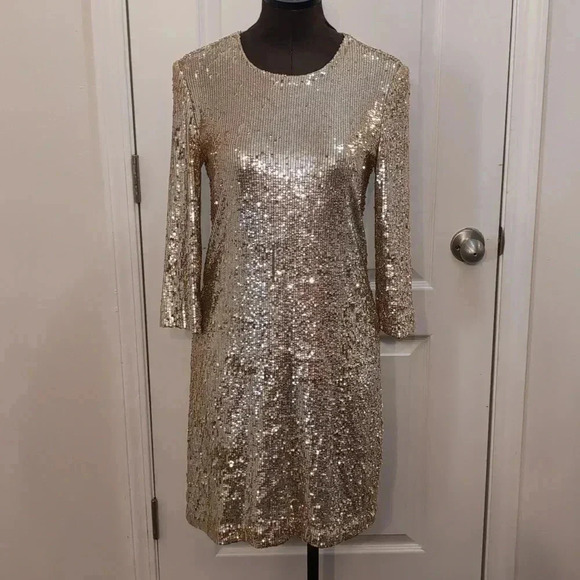 Tory Burch women's scoop neck knee length sequin dress - Picture 2 of 12